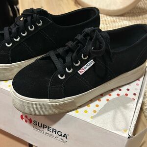Superga 2790 black sued platform